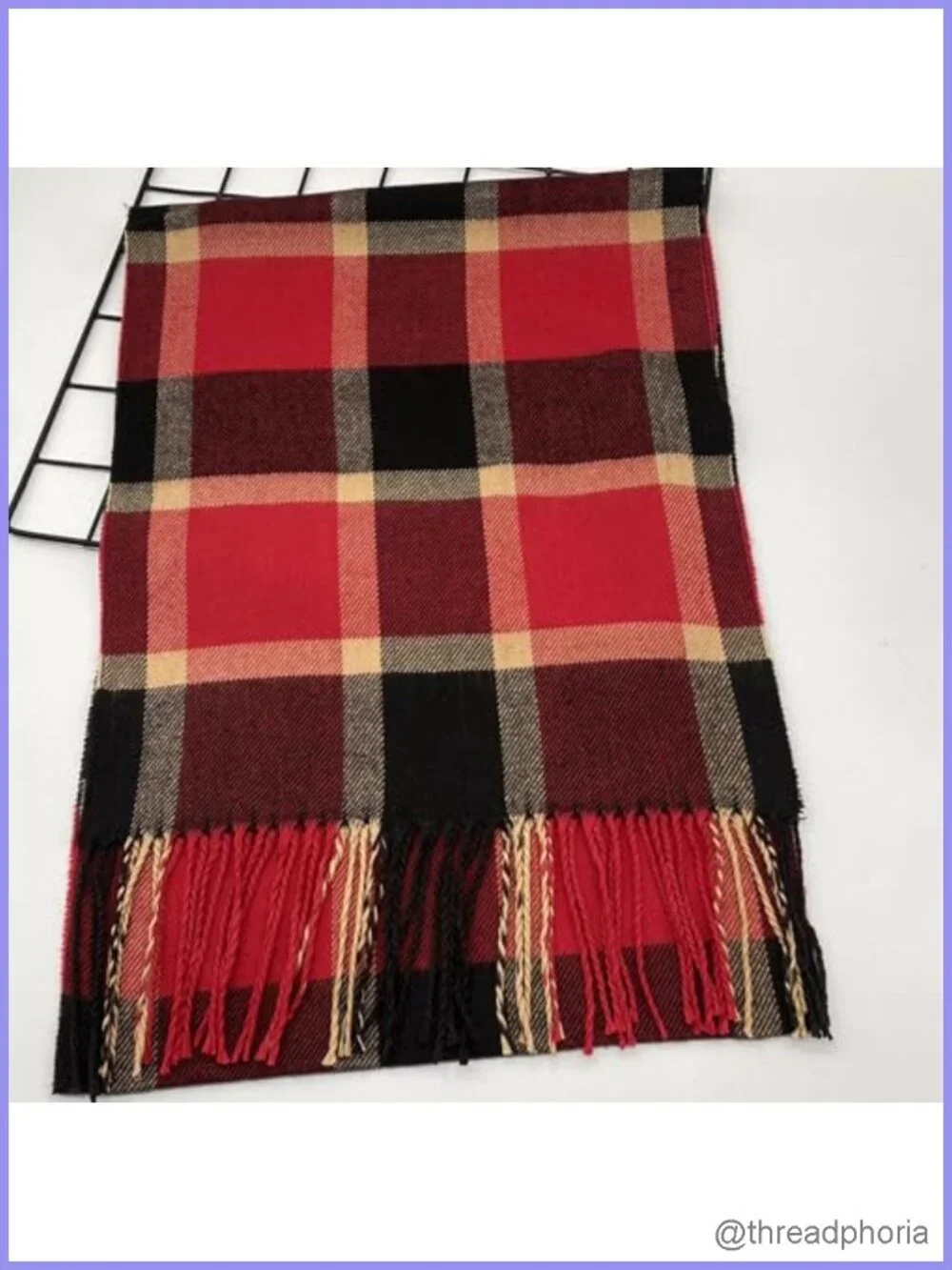 Lightweight Tartan Plaid Scarf Long Thin Soft Wrap Scarf 12x75